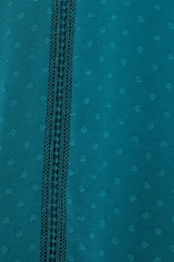 Petite Lace Trim Dobby Chiffon Blouse