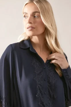 Petite Lace Trim Georgette Blouse