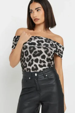 Petite Leopard Bardot Top
