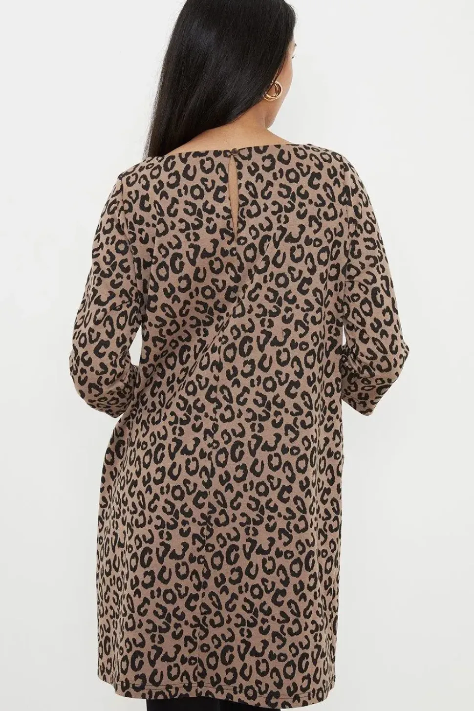 Petite Leopard Jacquard Ponte Shift Dress