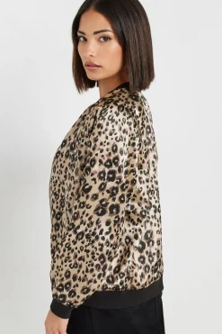 Petite Leopard Print Bomber
