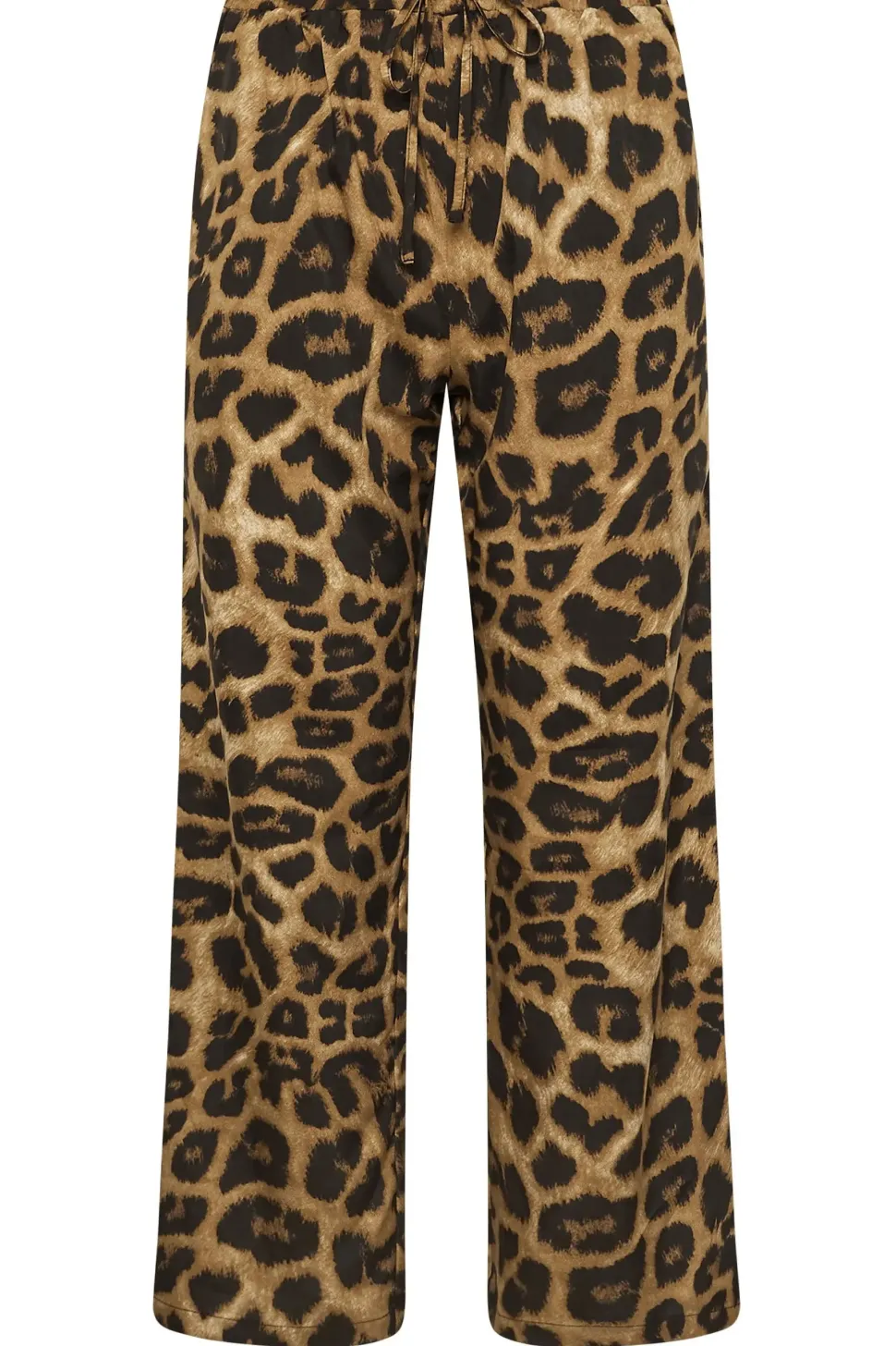 Petite Leopard Print Drawstring Wide Leg Trousers