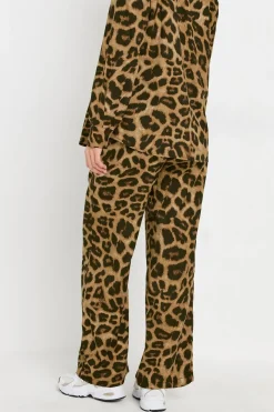 Petite Leopard Print Drawstring Wide Leg Trousers