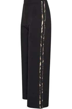Petite Leopard Print Side Stripe Wide Leg Trousers
