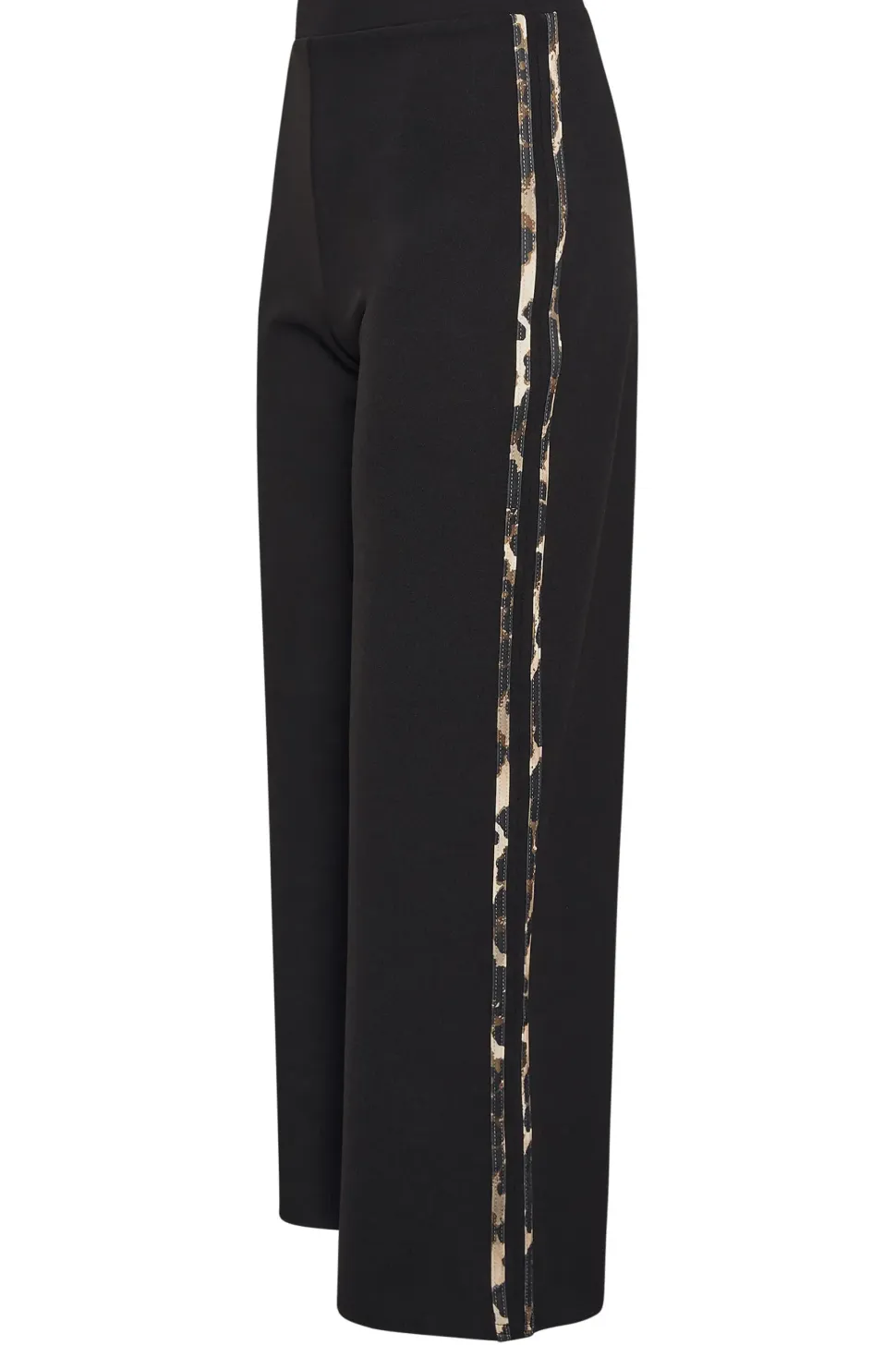 Petite Leopard Print Side Stripe Wide Leg Trousers
