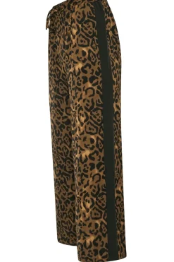 Petite Leopard Print Striped Wide Leg Trousers
