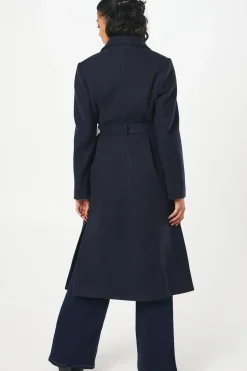 Petite Long Line Belted Coat With Splits