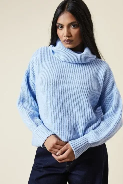 Petite Longline Roll Neck Chunky Jumper