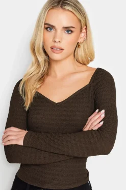 Petite Long Sleeve Textured Top