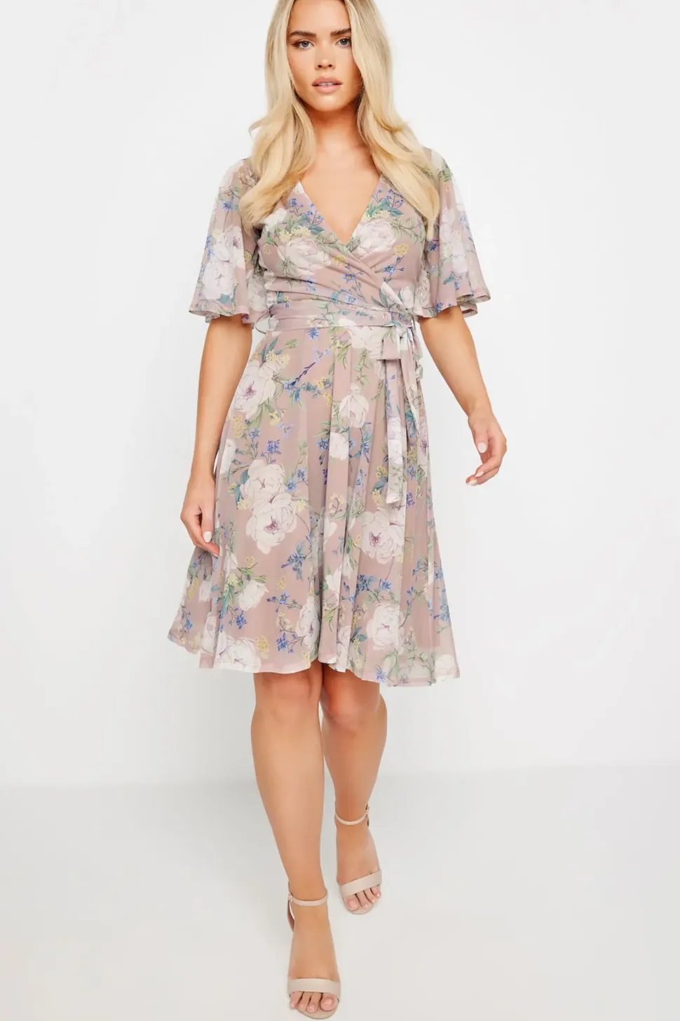 Petite Mesh Wrap Dress