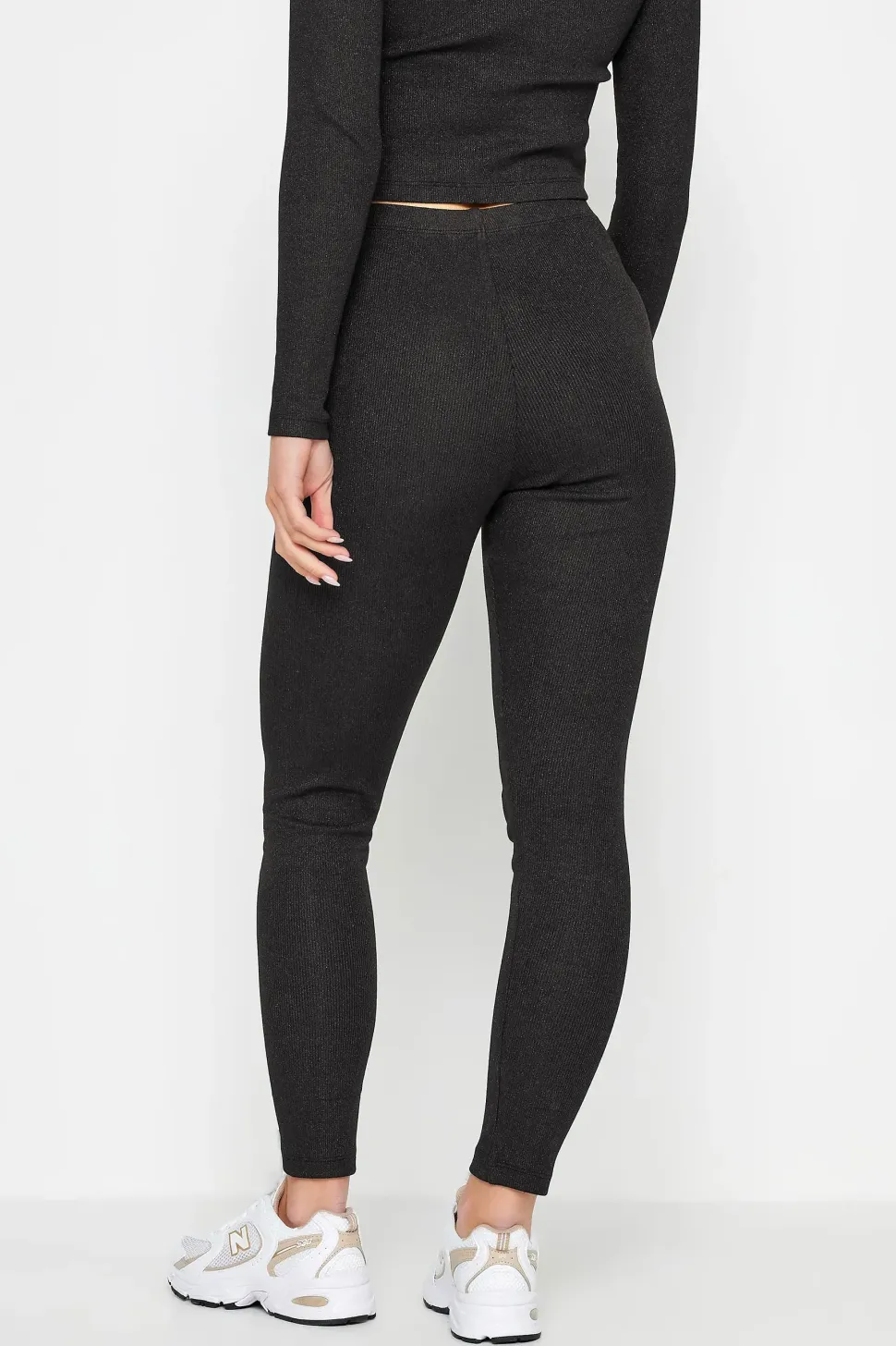 Petite Metallic Ribbed Leggings