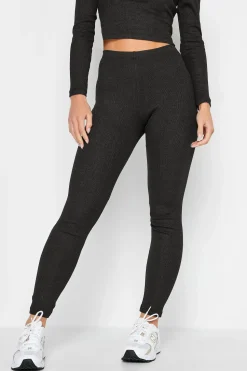 Petite Metallic Ribbed Leggings