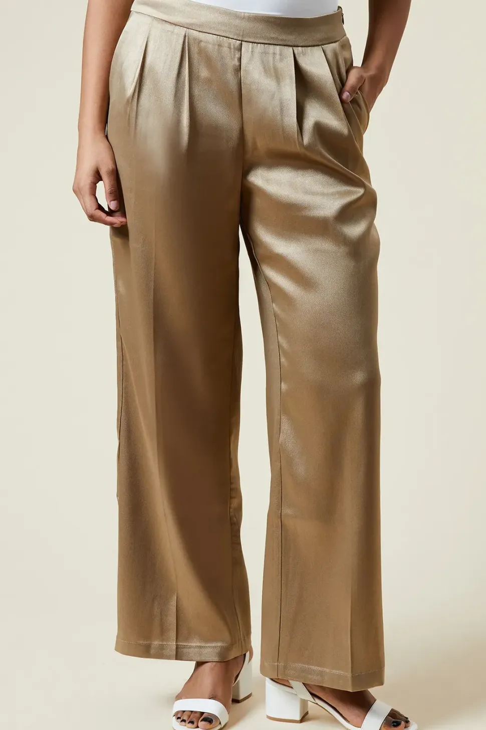 Petite Metallic Wide Leg Trouser