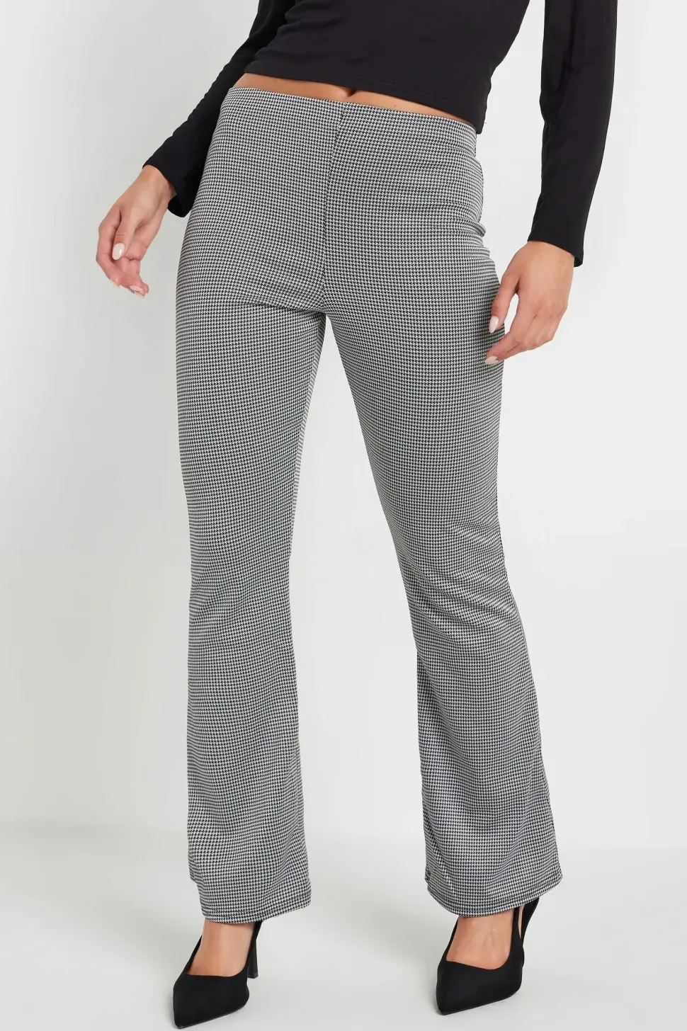Petite Micro Dogtooth Kickflare Trousers