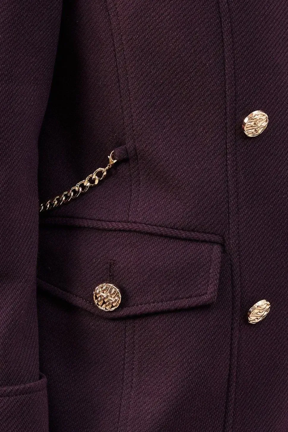 Petite Military Double Breasted Longline Coat