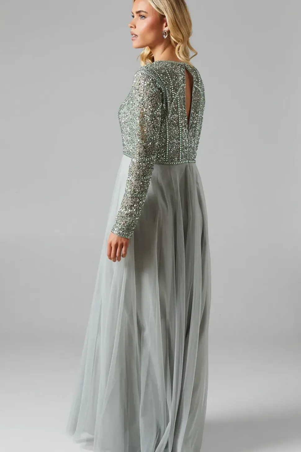 Petite Mixed Gem Tulle Skirt Bridesmaids Dress