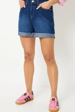 Petite Mom Fold Back Shorts