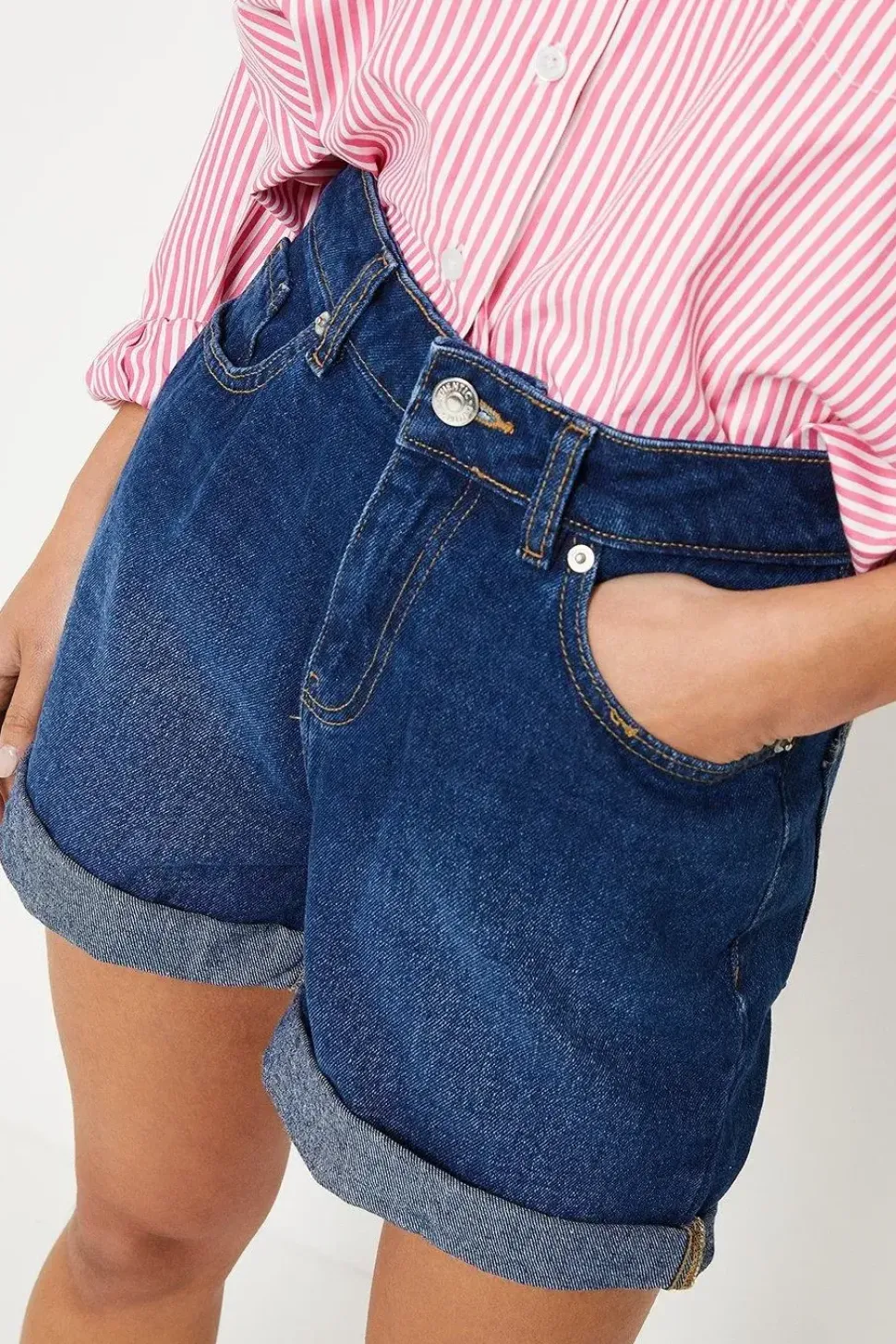 Petite Mom Fold Back Shorts