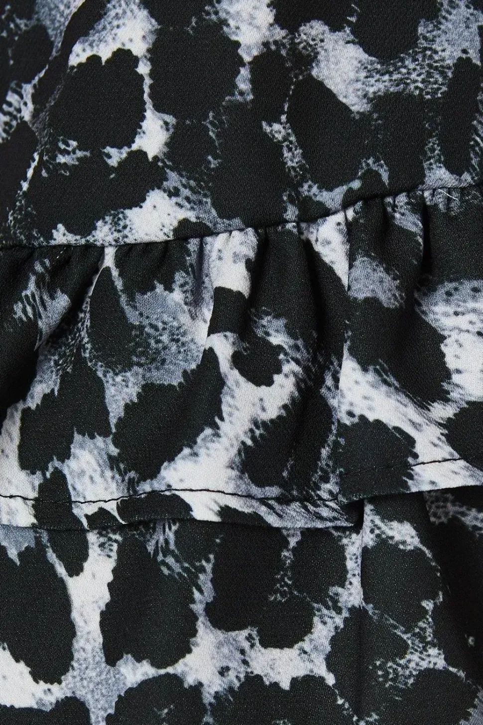 Petite Mono Leopard Frill Hem Mini Dress