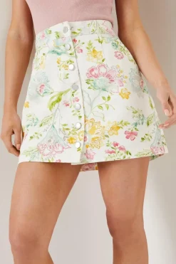 Petite Multi Floral Denim Mini Skirt