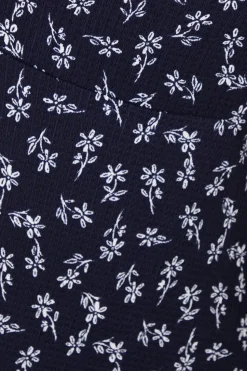 Petite Navy Ditsy Square Neck Midi Dress