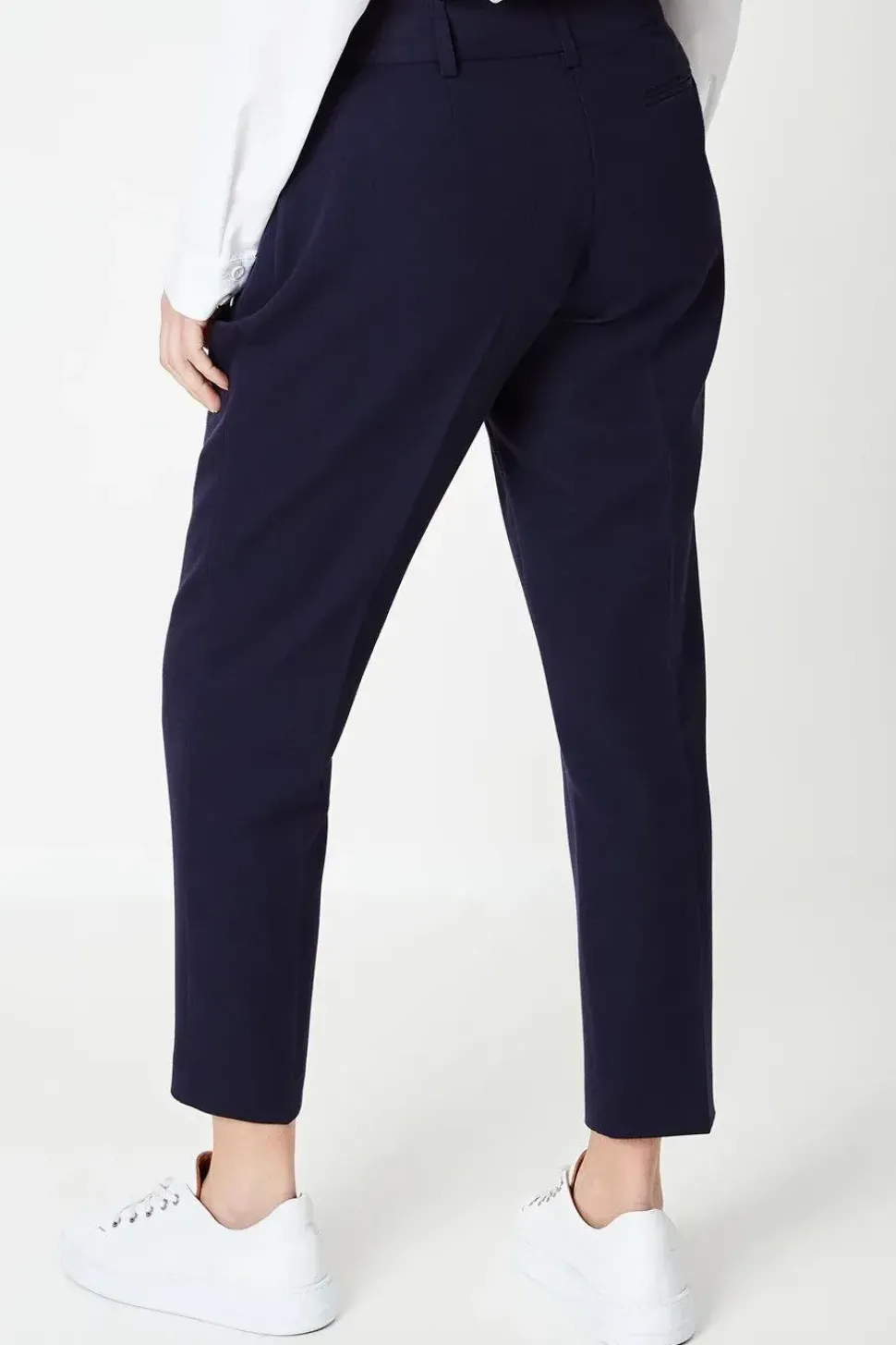 Petite Navy Smart Tapered Leg Trousers