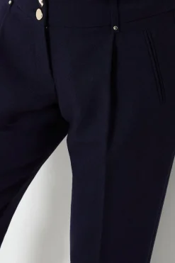 Petite Navy Smart Tapered Leg Trousers