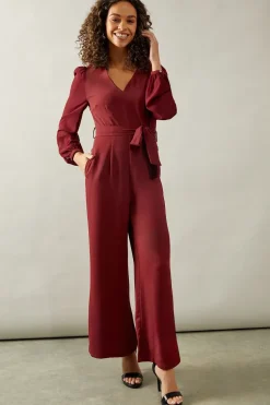 Petite Occasion Chiffon Sleeve Wide Leg Jumpsuit