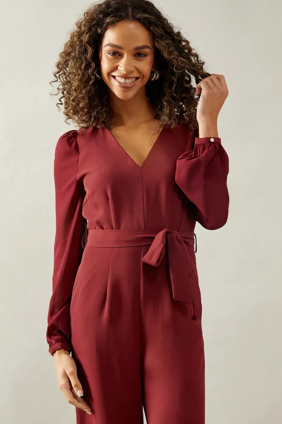 Petite Occasion Chiffon Sleeve Wide Leg Jumpsuit