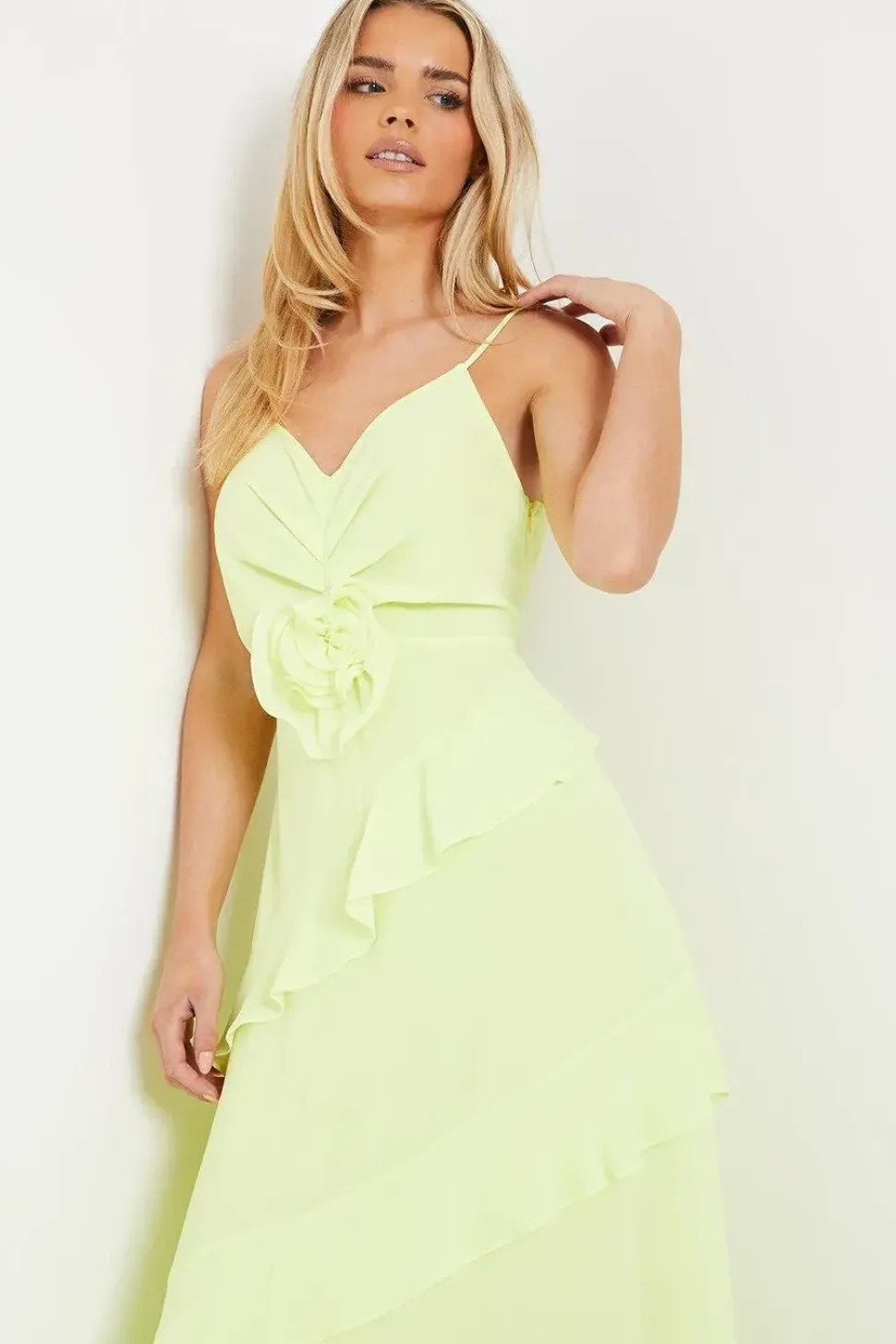 Petite Occasion Corsage Ruffle Maxi Dress