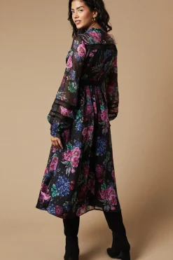 Petite Occasion Floral Glitter Lace Trim Midi Dress