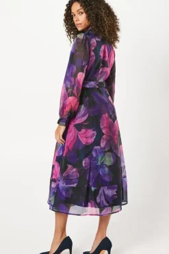 Petite Occasion Floral Organza Shirt Midi Dress