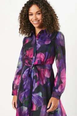 Petite Occasion Floral Organza Shirt Midi Dress