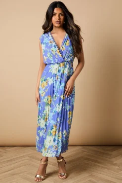 Petite Occasion Floral Pleated Wrap Midaxi Dress