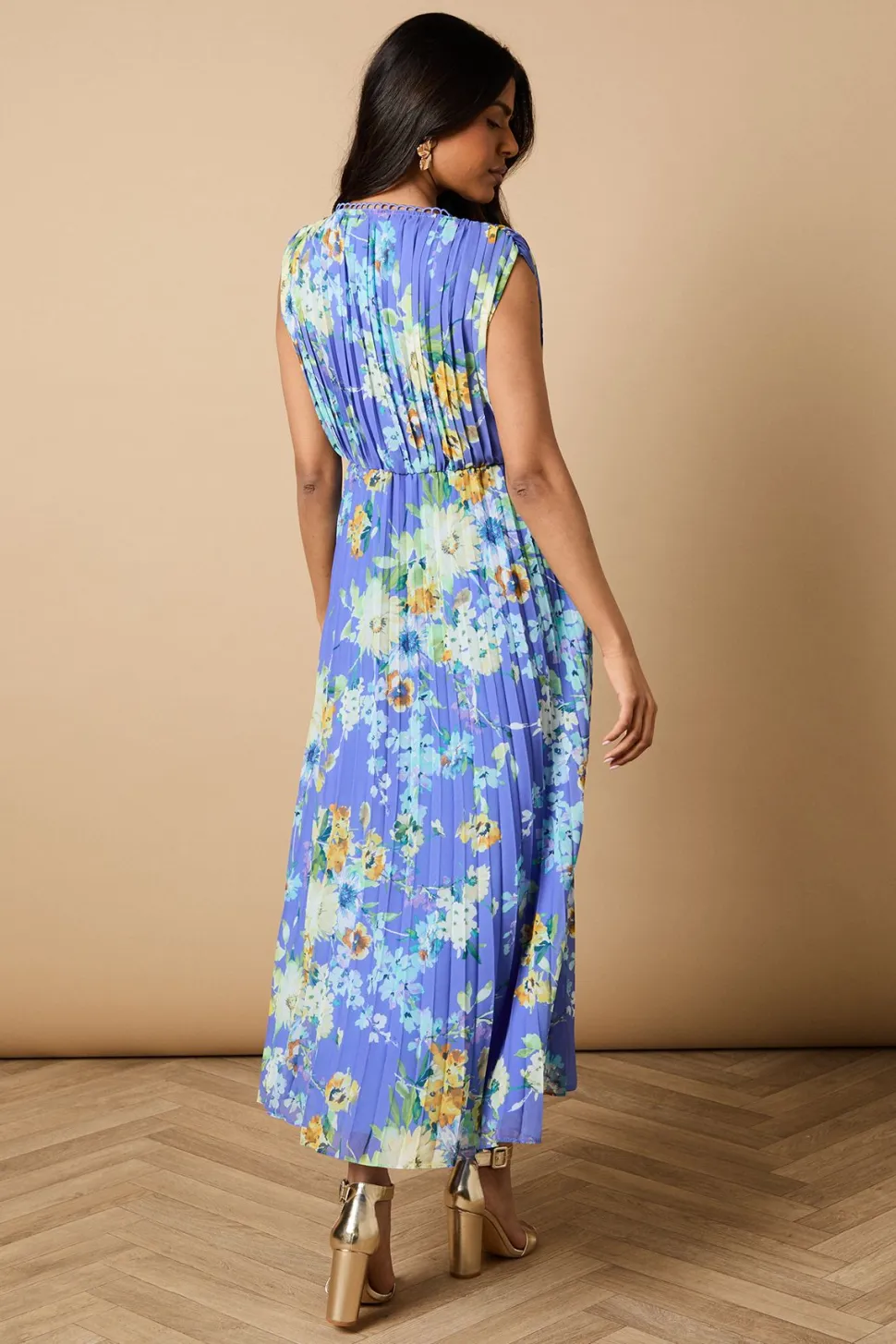 Petite Occasion Floral Pleated Wrap Midaxi Dress