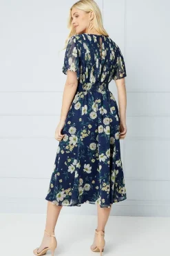 Petite Occasion Floral Pleat Midi Dress