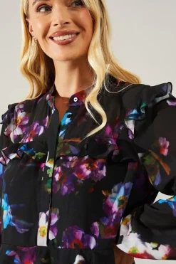 Petite Occasion Floral Ruffle Tiered Midaxi Dress