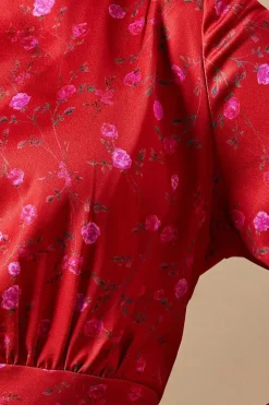Petite Occasion Floral Satin Cowl Bias Midaxi Dress