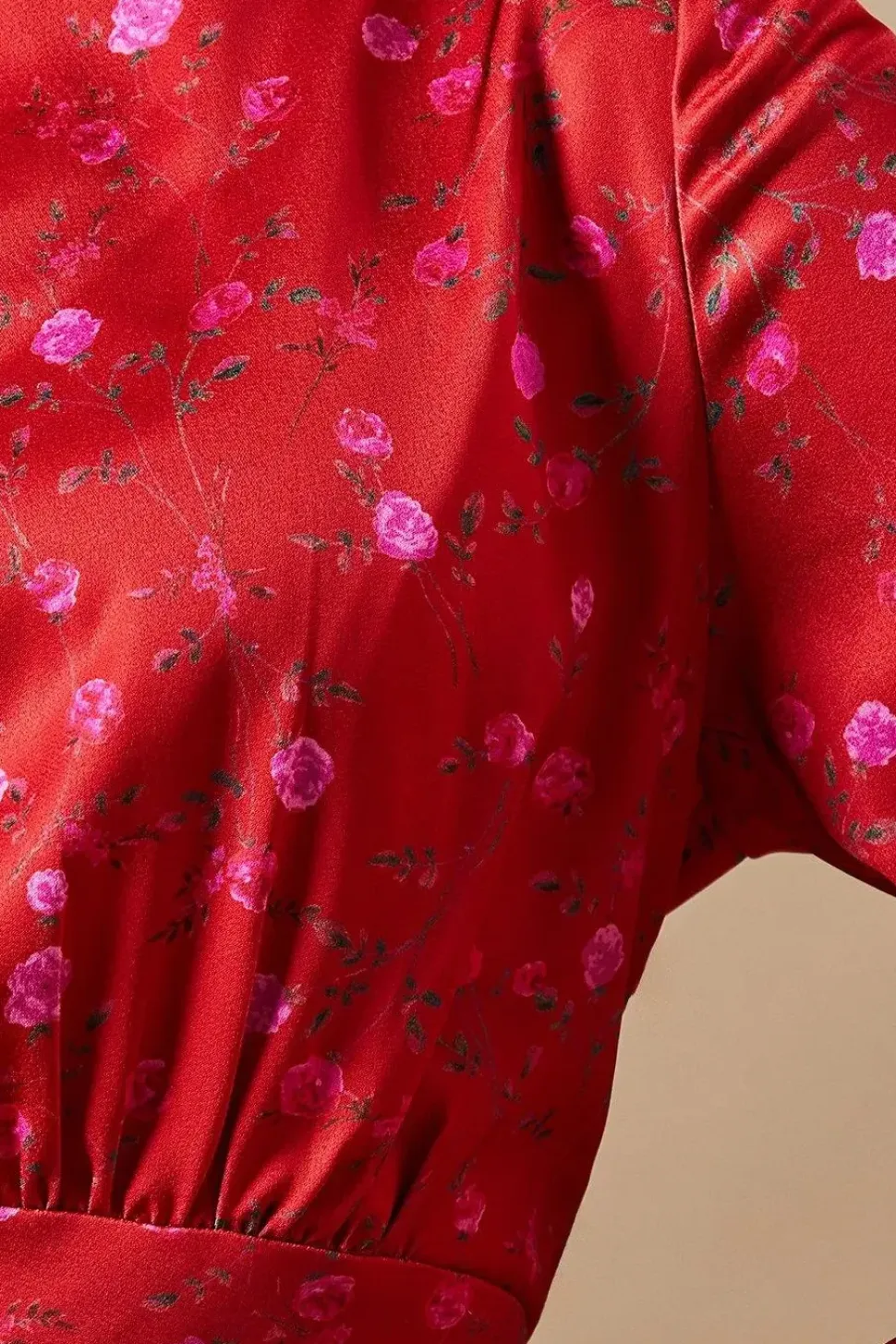 Petite Occasion Floral Satin Cowl Bias Midaxi Dress