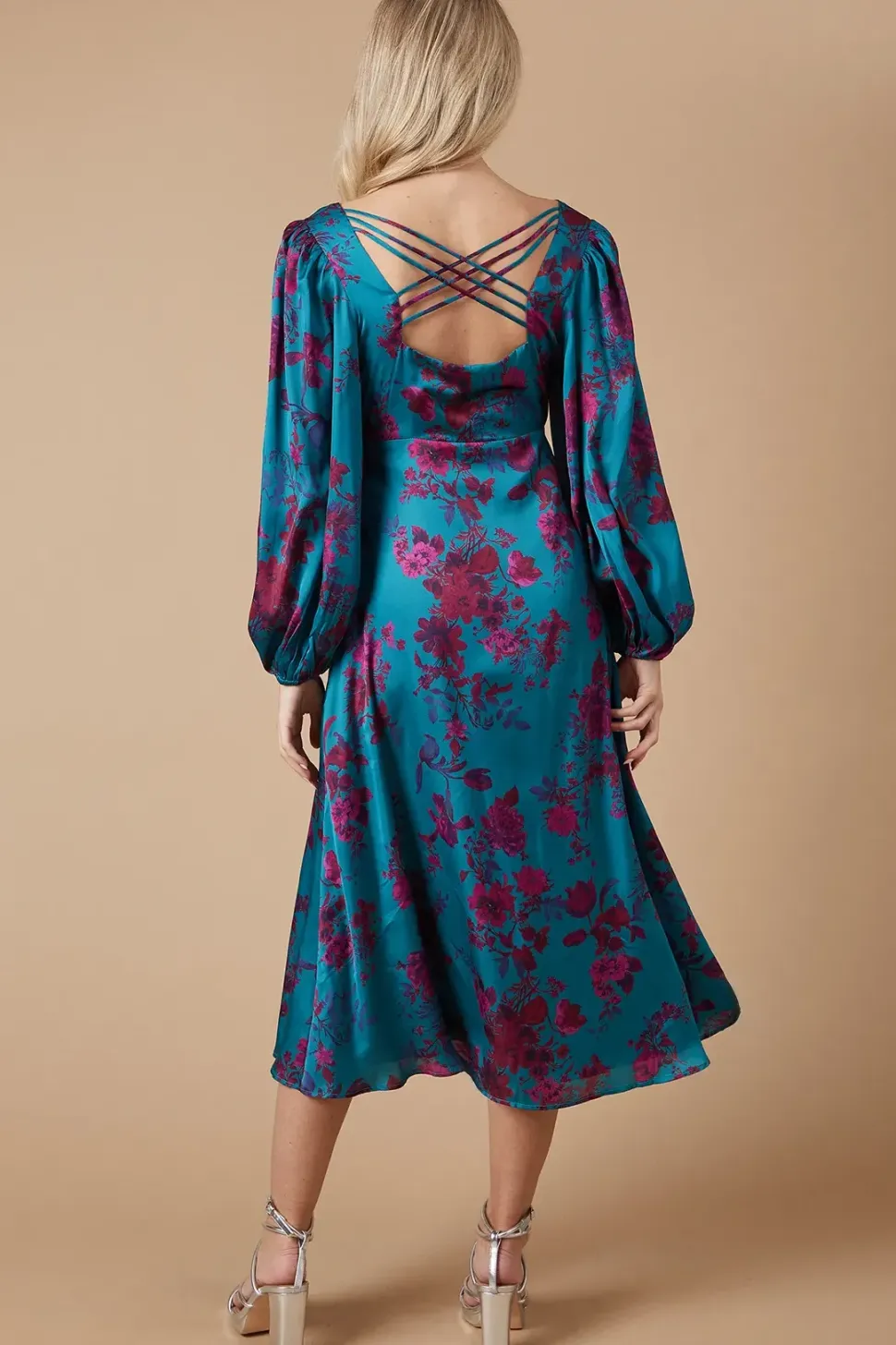 Petite Occasion Floral Satin Midaxi Dress