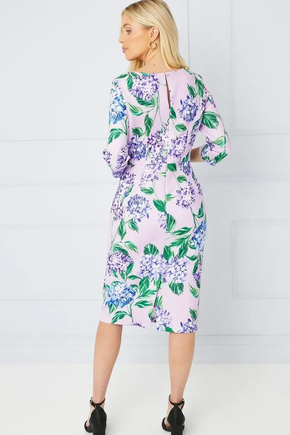 Petite Occasion Floral Scuba Midi Dress