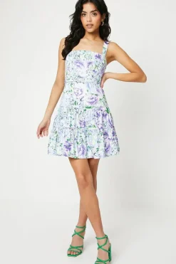 Petite Occasion Floral Strappy Belted Mini Dress