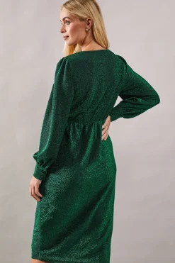 Petite Occasion Glitter Jersey Ruffle Midi Dress