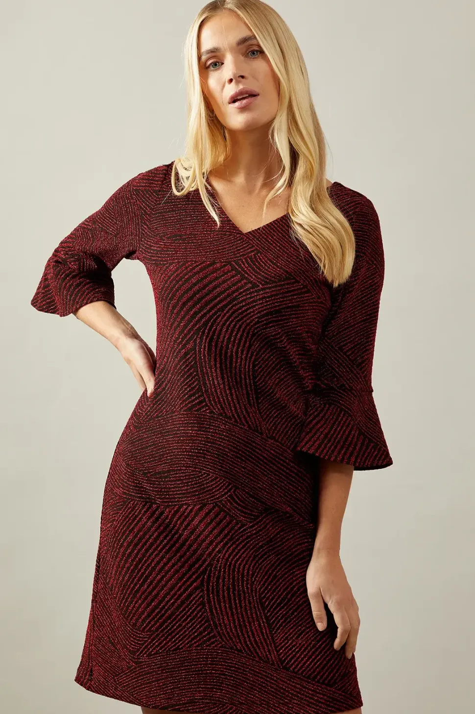 Petite Occasion Glitter Jersey Ruffle Shift Dress