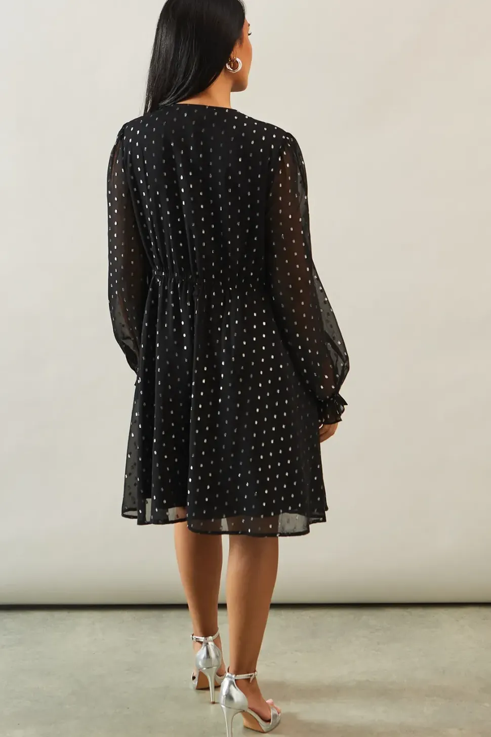 Petite Occasion Glitter Spot Pintuck Shift Dress