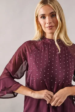 Petite Occasion Hotfix High Neck Shift Dress