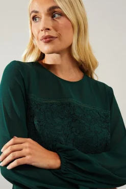 Petite Occasion Lace Chiffon Sleeve Shift Dress