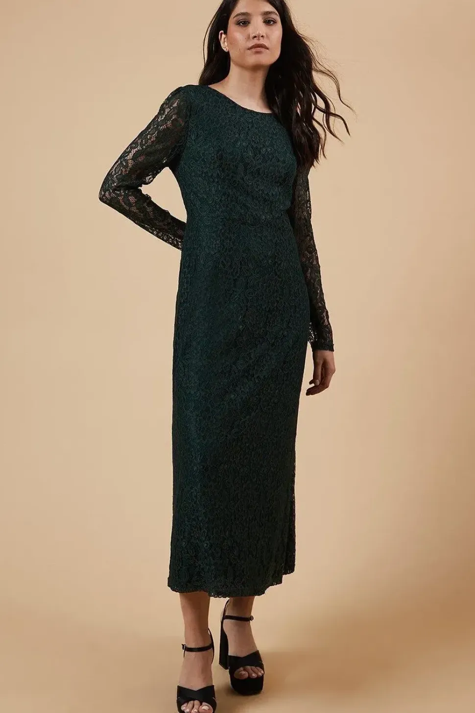 Petite Occasion Lace Cut Out Back Midi Dress