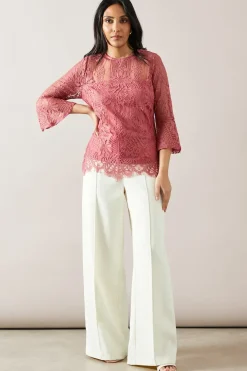 Petite Occasion Lace Flare Sleeve Top