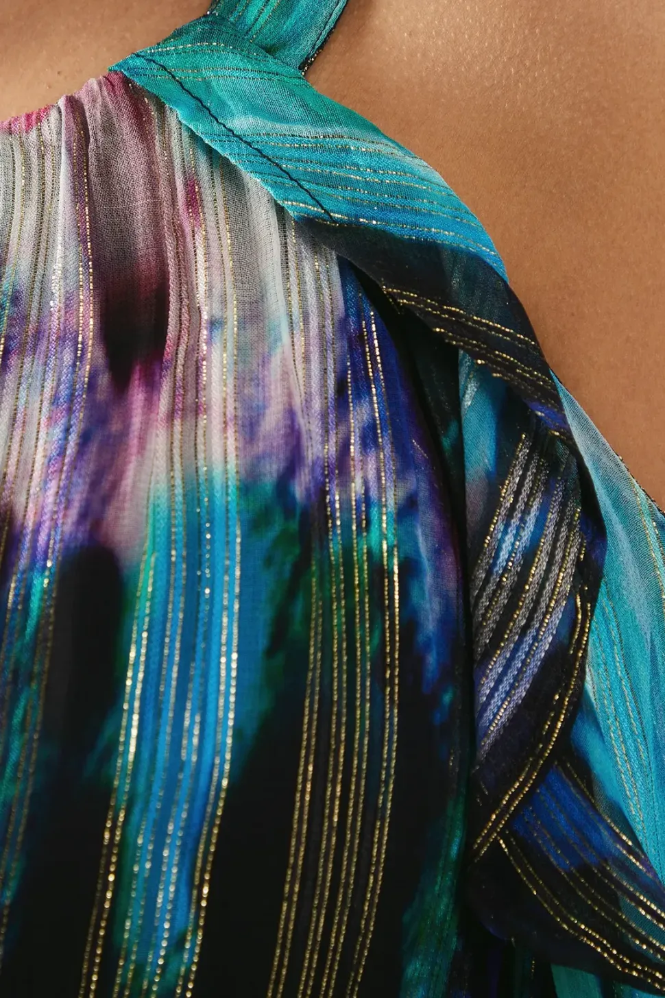 Petite Occasion Metallic Abstract Ruffle Midi Dress